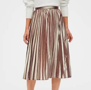 Gap Metallic Pleated A-Line Midi Skirt NWOT